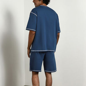 Conjunto Ligero de 2 Piezas de Camiseta y Pantalones Cortos 100% Algodón para Hombre, Camiseta de Manga Corta y Pantalones Cortos de Corte Ajustado para Ropa Casual y Deportiva - Product Image 4