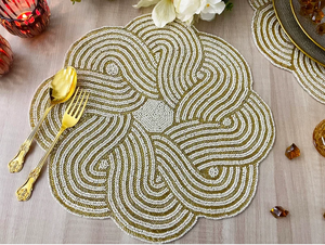 Juego de corredores y manteles individuales con cuentas de pizarra de vidrio de diseño americano de calidad moderna hechos a mano para uso en la cocina - Product Image 5