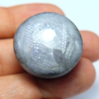 Cabochon saphir étoile gris 195 carat: pierre précieuse ronde 30mm