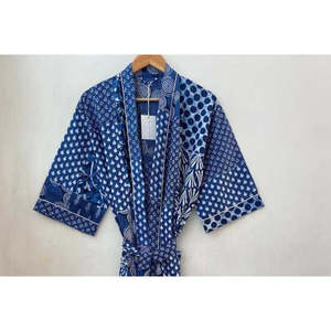 Robe Kimono en Coton à Imprimé Floral, Peignoir de Demoiselle d'Honneur Imprimé au Bloc, Vêtement de Nuit d'Été Taille Unique pour Usage Domestique, Robe de Mariée ODM - Product Image 5