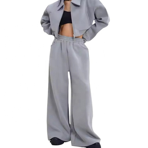 Custom Logo Printing Plain Blank Wide Leg Baggy Style Oversized Trousers Customized Logo Print inner Drawstring Botton Trouser - Product Image 2