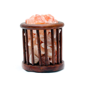 Himalayan Square Shape <b>Baskets</b> Neem <b>Wooden</b> Flower <b>Basket</b> With Himalayan Pink Salt Chunks From Pakistan Manufacturer's - Product Image 2