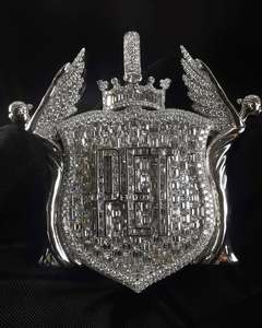 CONCEPTION Pendentif Aigle Hip Hop en Argent S925 et Or Massif 10k 14k 18k Bicolore, avec Moissanite VVS, serti de diamants, compatible testeur de diamant, style Bling Charm - Product Image 1