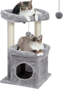 Modern Eco-Friendly <b>Cat</b> Tree Tower <b>for</b> Indoor <b>Cats</b> with Private Cozy <b>Cat</b> Condo Plastic & Sisal <b>Scratching</b> <b>Posts</b> Plush Pom-pom - Product Image 5