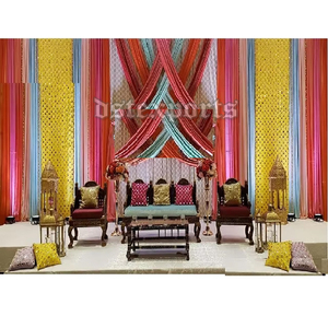 Mariage indien Mehndi décoration de scène mariage coloré Mehndi scène toile de fond configuration bricolage mariage musulman Heena fonction australie - Product Image 1