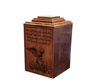 Urna de cremación de Ángel de duelo, tamaño adulto, funeral de madera, urna personalizada, urna de madera de Ángel con grabado en varios colores - Product Image 1