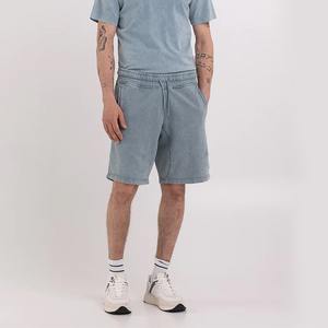 Customized Men's Vintage Sweat Shorts Thick Drawstring Hot Acid Wash <b>Patch</b> Embroidery Solid Short Cut Edge-Streetwear Style - Product Image 2