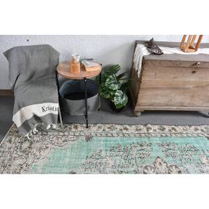 Alfombra turca vintage de 5,5x9,7 pies, tejido plano de lana verde y Beige con patrón de retazos para decoraciones de sala de estar o uso en el pasillo - Product Image 3