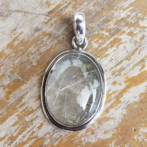 Colgante de rutilo dorado de 10x14mm, hecha a mano forma ovalada, ajuste de bisel de plata de ley 925 sólida, regalo de joyería de Navidad para mujer - Product Image 3