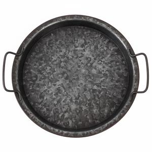 ถาดเสิร์ฟอาหารทรงกลมเหล็กชุบสังกะสีสไตล์โมเดิร์น สีเงินโบราณ เหมาะสำหรับใช้ในบ้านและโรงแรม ถาดเสิร์ฟอาหารและเครื่องดื่ม - Product Image 1