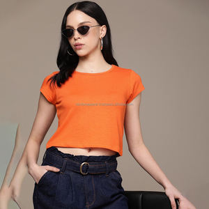 Nardon Apparel, Top corto de manga larga con cuello redondo para mujer, camiseta ajustada sólida con logotipo personalizado, Tops cortos para mujer - Product Image 3