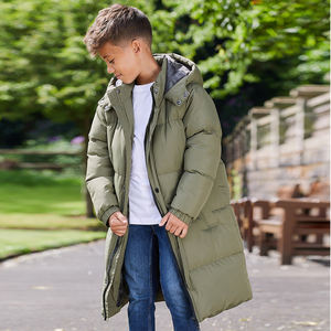 <b>Boys</b> Long Puffer <b>Jacket</b> Zipper Closure Custom Logo Winter Coat Warm Windproof Outerwear for Kids Cold Weather - Product Image 3