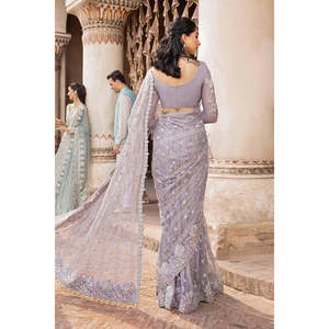 Marai.B Light <b>Purple</b> Soft Net Luxury Wedding Couture <b>Saree</b> MC-1016 IFORA-TC-1625 - Product Image 4