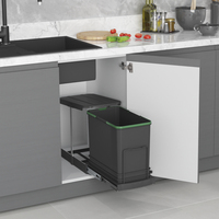 Contenedor de Reciclaje Emuca España de 24 Litros, Mueble de Cocina, Extracción Manual/Automática, Montaje Inferior, Modelo 8133623