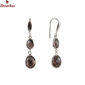 Meilleure vente conception simple 925 argent sterling grenat pierre précieuse naturelle balancent boucle d'oreille pour dames et fille - Product Image 5