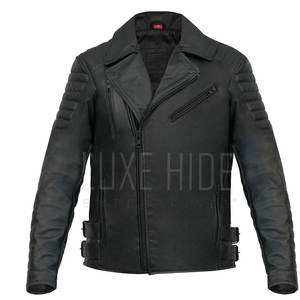 Veste de moto design personnalisé, veste de moto en cuir de couleur unie pour hommes, veste en cuir de moto streetwear pour hommes - Product Image 1