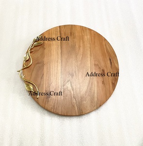 Grande planche à découper en bois d'acacia avec poignée en laiton pour la cuisine Rectangle Fromage Charcuterie Planche à découper en gros - Product Image 4