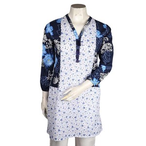 Kurti de algodón estampado para mujer - Azul oscuro - Product Image 2
