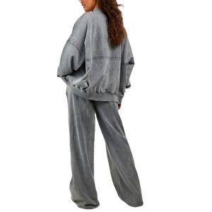 Chándal con estampado de logotipo totalmente personalizado para hombre, chándal informal de invierno con lavado ácido, Top 100% de algodón transpirable 2026 - Product Image 3