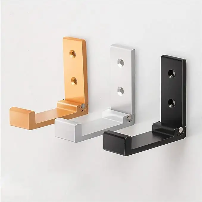 No Drilling Aluminum Folding Coat Heavy Duty Hooks Wall Mounted 5 Pieces Hooks for Hanging