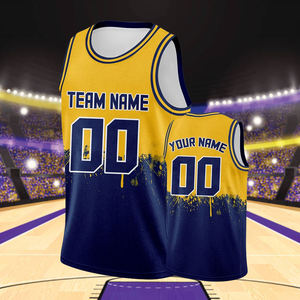 Maillot de basket-ball personnalisé jaune marine uniforme de sport personnalisé imprimé nom de l'équipe numéro Logo jeunes hommes femmes 2026 - Product Image 5