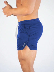 Short de gymnastique pour hommes OEM High Street Short de sport de fitness tissé monocouche de couleur unie à séchage rapide Style décontracté - Product Image 5