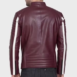 Veste en cuir pour hommes personnalisée de haute qualité support en toile grande taille confortable chaud hiver extérieur moto imperméable coupe-vent - Product Image 3
