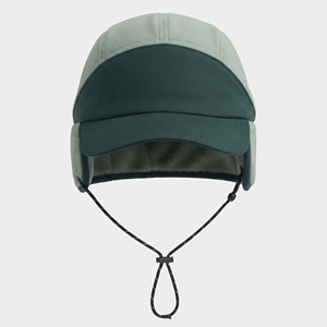 Unisex Winter Ski Hat Adjustable Chin Strap Flat Brim Plush Style Adult Size <b>Green</b> Gray Flock Embossed Fleece-Lined - Product Image 1