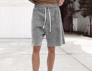 Pantalones cortos desgastados informales de algodón 100% de alta calidad para hombre, ropa de calle French Terry, logotipo antiarrugas, gimnasio, correr, teñido liso - Product Image 5