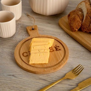 Bandeja redonda de madera de acacia con asas para servir bebidas y alimentos en la mesa de comedor de la barra con tamaños 32x5,5 cm - Product Image 5