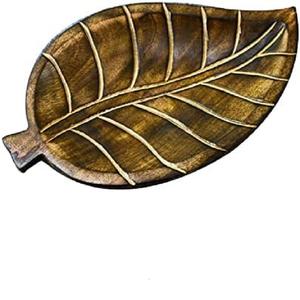 Plateau de service à thé café en bois en forme de feuille, plateau de Table à manger plateau de service à la maison bureau plateau de service de nourriture de mariage - Product Image 1