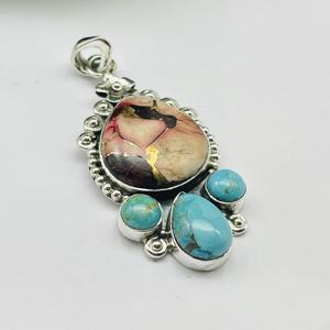 Hermoso colgante turquesa colgante de plata 925 colgante bohemio de plata esterlina, colgante para mujer colgante de diseñador Ideas de regalo - Product Image 2