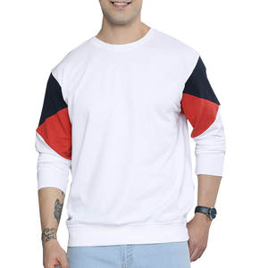 Sweat-shirt surdimensionné personnalisé pour hommes Col bloc de couleurs Col ras du cou Broderie Basics Coton mélangé Pull Sweat-shirt à capuche - Product Image 1