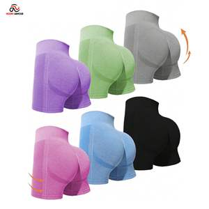 Vente en gros Couleur unie Sexy Tummy Control Scrunch Butt Biker Yoga Shorts à haute élasticité Séchage rapide Skin Friendly Shorts de sport - Product Image 1