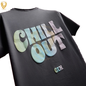 Venta al por mayor totalmente personalizada de alta calidad Puff impresión camiseta Logo desgaste Jersey cómodo hombre equipo Puff impresión camiseta - Product Image 5
