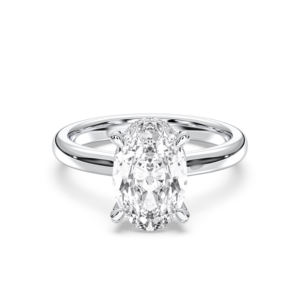 Anillo de compromiso de solitario de moissanita de 2,70 quilates para mujer, conjunto de puntas de diamante de forma ovalada y redonda en platino, de quilates, de 2/1" - Product Image 1