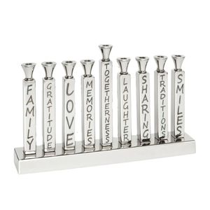 Menorá de Latón para Hanukkah, Portavelas Elegante con Diseño Curvo Único para Decoración de Centro de Mesa Festivo - Product Image 2