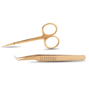 Matériel importé du Japon, pinces à épiler de haute qualité à pointes ultra-affûtées, couleur or plasma, pointe en fibre, faciles à utiliser pour prélever des cils de 0,03 mm. - Product Image 1