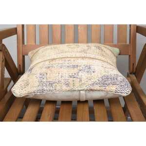 Luxury 14x14 Inch Beige Wool Kantha Patchwork Pillow Rustic Design <b>Vintage</b> Fluffy Embroidered Printed Patterns Woven for <b>Bedding</b> - Product Image 5