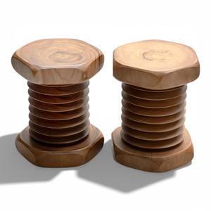 Taburete de Madera Maciza Resistente Hecho a Mano con Diseño Rústico para Decoración del Hogar, Muebles de Estilo Rústico, Entrada, Dormitorio, Asiento Decorativo - Product Image 4