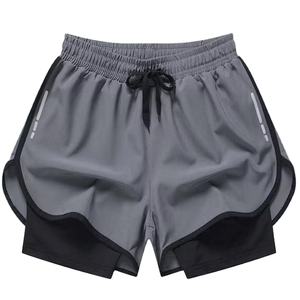 Men’s Quick Dry Beach Trunks <b>Mid</b> Waist Loose Fit Double <b>Layer</b> Swimsuit Solid Color Plus Size Swim Shorts - Product Image 5