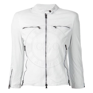 Chaquetas de cuero de moda de invierno para damas de Color blanco - Product Image 1