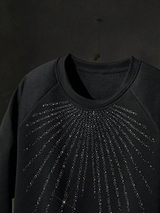 Sweat-shirts à capuche en molleton épais noir avec strass, style streetwear, vêtements d'hiver pour la vente en gros de mode - Product Image 4
