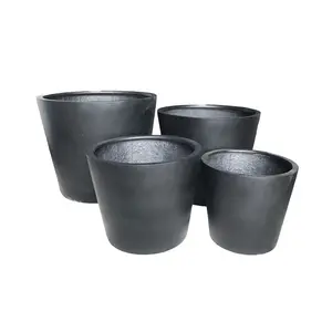 Black Poly-fiberglass Pot for planting office decoration and landscaping made in Vietnam for garden decorative