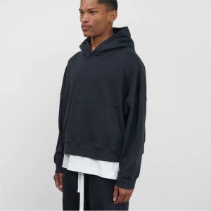IOTA SPORTS Sweat-shirts noirs pour hommes de qualité supérieure, coupe ample, 100% coton molletonné, printemps, broderie, écologique - Product Image 3