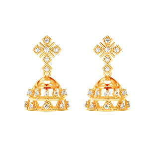Compre Pendientes Jhumki Jhumka de Plata 925 de Primera Calidad para Mujer, Pendientes Colgantes con Patrón Geométrico de Cuarzo, Modernos y Clásicos para Bodas y Fiestas - Product Image 1