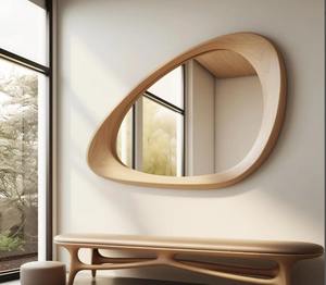 Luxury Handmade Eco-Friendly Oak Wooden Asymmetrical Irregular <b>Wall</b> <b>Mirror</b> for Entryway and Living Room at Best Price - Product Image 5