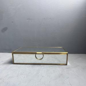 Caja de joyería, organizador de almacenamiento, caja de joyería con espejo y acabado en latón - Product Image 2