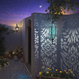 Farol Colgante de Vidrio Azul, Ideal para Decoración de Interiores y Exteriores, Hogar, Sala de Estar, Jardín, Balcón, Entrada y Estudio, Procedente de la India - Product Image 4