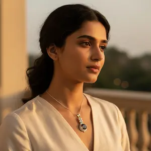 Pendentif en argent 925 avec quartz fumé pour femmes, bijoux en pierres précieuses en or rose faits à la main avec placage en rhodium et caractéristiques de charme - Product Image 2